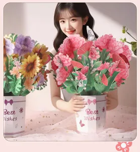 Carte de vœux bouquet de fleurs 3D pop-up pour la fête des mères, anniversaire et cadeaux.