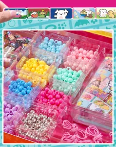 Set braccialetto con perline e adesivi giocattolo per bambini con perline colorate e adesivi.