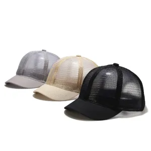 Berretto da Baseball in Cotone Traspirante Estivo Unisex Tesa Corta Regolabile Cappello da Sole Casual Sport all'Aperto