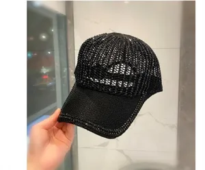 Casquette de baseball en résine noire, chapeau de soleil élégant creux d'été pour femmes.