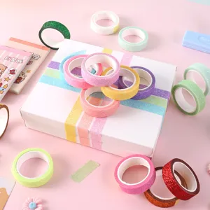 Set di nastro washi glitterato a 24 colori nastri adesivi decorativi per fai da te e agende
