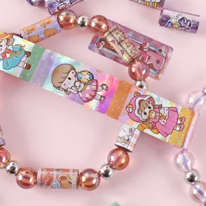 Kids DIY bead bracelet sticker set creative tearable cartoon decorative sticker toys