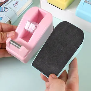 Macaron color small tape dispenser cutter for office and school stationery supplies.