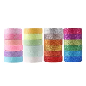 set 24 rotoli nastro washi glitterato colorato nastri adesivi decorativi per fai da te agenda