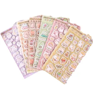 Cute felt stickers kawaii cartoon cat bear handbook DIY decorative sticker craft supplies