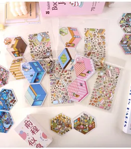 Miniature folding DIY 3D cartoon scene stickers, cute handmade decompression children toys set.