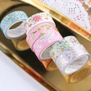Gold Stamping Washi Tape Set Traditional Floral Adhesive Tape For Journaling Scrapbooking DIY Craft Stationery