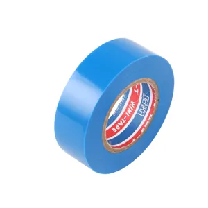 Blue electrical insulating tape roll, professional PVC adhesive tape for wiring and repairs.