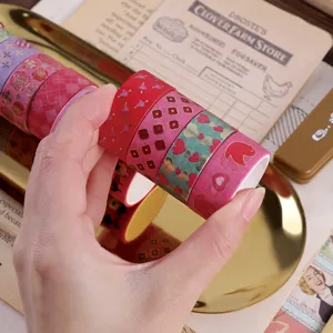 Valentine's Day gold stamping washi tape decorative masking tape DIY journal supply rolls