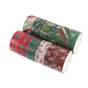 Set de rubans adhésifs Washi de Noël dorés pour la décoration de journaux et de loisirs créatifs.