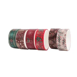 Kit de rubans adhésifs Washi de Noël décoratifs pour les projets de carnet de notes.