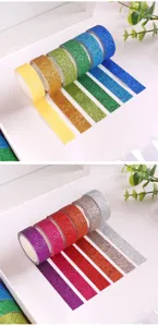 Colorful glitter washi tape set for DIY journaling, crafting, and gift wrapping decoration