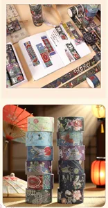 Washi tape set gold foil decorative journaling masking tapes traditional stationery