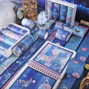 Starry Sky Washi Tape Set Hot Stamping Gold Decorative Masking Tape For Journal DIY Craft Scrapbooking Planner Supplies