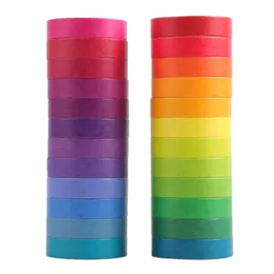 Colorful washi tape set 24 rolls solid rainbow masking tape for DIY crafts and journaling planner
