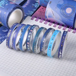 Universe starry sky washi tape set gold foil aesthetic masking tapes for journaling crafting.