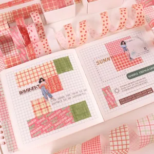 Set di nastro washi a griglia adesivi decorativi per scrapbooking e cancelleria rosa carina