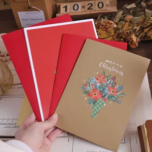Christmas 3D pop-up greeting card set with delicate paper sculpture design for gift.
