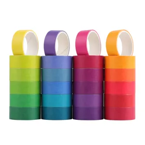 24 Rolls Colorful Washi Tape Set Rainbow Decorative Masking Tape DIY Craft Journaling