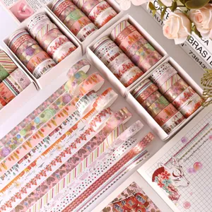 Japanese Style Gold Stamping Washi Tape Set Colorful Printed Decorative Masking Tape For Journaling DIY Craft