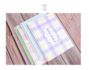 Pastell kariertes Spiralbuch Set für Bullet Journal und Aufkleber Aufbewahrung, Schreibwaren.
