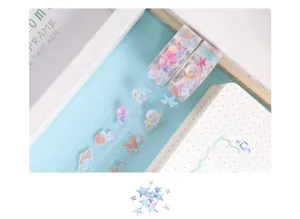 Transparente PET Washi Tape Set mit Ozean Motiv für Tagebuch, Scrapbooking und Basteln.