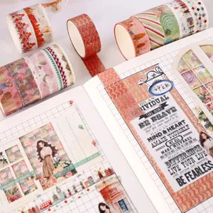 Decorative hot stamping washi tape set for journaling, scrapbooking, and DIY craft projects.