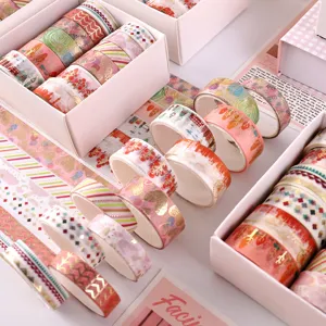 Washi tape set aesthetic gold foil decorative masking tapes for bullet journal DIY crafts