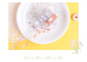 Set de ruban adhésif washi transparent PET, thème fête gourmande pour journal et loisirs.