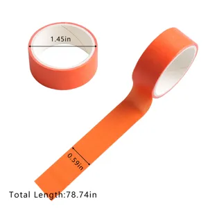 Vista detallada de cinta washi naranja con diámetro de 1.45in y ancho de 0.59in para manualidades.