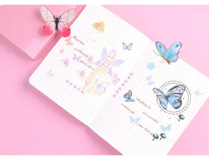 Decorative PET transparent washi tape and sticker set featuring butterfly and fairy designs for journaling.