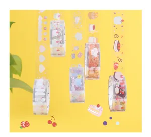 Set de ruban adhésif Washi transparent PET thème fête de dessert autocollants déco journal