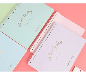 Pastel A5 spiral notebook set with gold foil text, perfect for daily journaling and DIY.