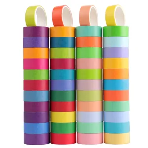 Set de cinta Washi de color sólido 15 mm con 48 rollos para manualidades y decoración de bricolaje.