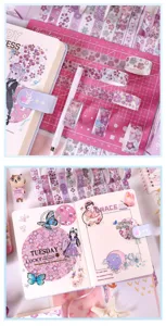 Washi tape set purple cherry blossom gold foil decorative masking tape for journaling DIY crafts