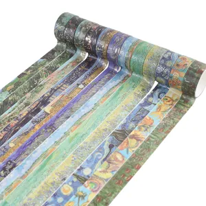 Set di nastro Washi decorativo stile Van Gogh, nastro adesivo DIY per diario e progetti artistici.