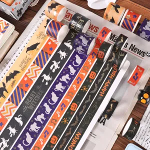 Halloween feuille d'or washi ruban adhesif decoratif ensemble pour agenda bricolage artisanat