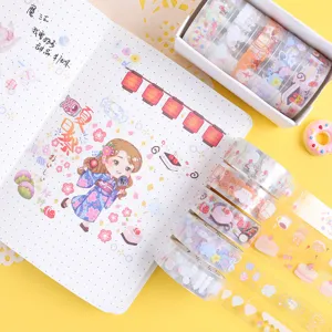 Set di nastro adesivo Washi trasparente PET design dolce dessert adesivi decorativi diario DIY