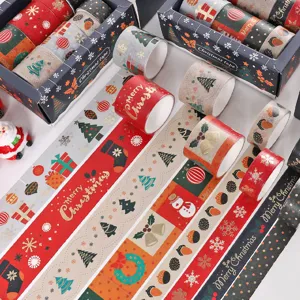 Christmas Washi Tape Set Festive Cartoon Hot Stamping Decorative Adhesive Tape For DIY Scrapbook Craft Journaling