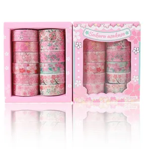 Pink cherry blossom washi tape set 12 rolls decorative masking tape for DIY scrapbooking crafts
