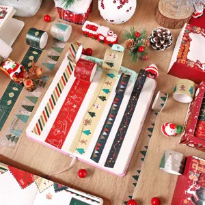 Christmas gold stamping washi tape set DIY decorative masking tape for journal crafts gifts