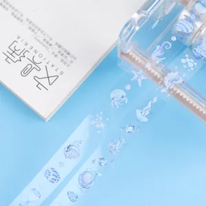 Transparentes PET-Washi-Tape-Set mit süßen Meerestier-Mustern für Tagebücher und Basteln.