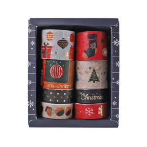 Christmas gold foil washi tape set, 8 rolls decorative masking tapes for journal crafts