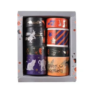 Kit de ruban adhésif washi doré Halloween masking tape décoratif pour journal DIY et loisirs