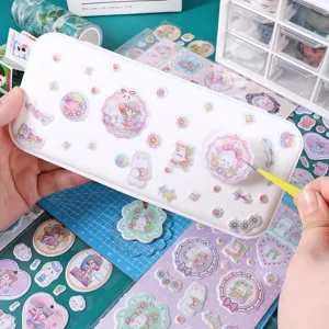 Cute EVA bubble stickers DIY pencil box set, lovely cartoon stationery for students.