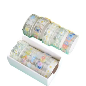 Set di nastro washi floreale trasparente in PET per diario, scrapbooking e decorazioni fai da te.