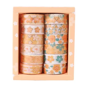 12 rolls Japanese washi tape set gold foil floral decorative masking tape for DIY crafts diary