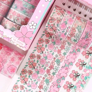 Cherry blossom washi tape set 12 rolls gold foil decorative masking tape for journaling diy crafts