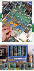Van Gogh Sunflower Washi Tape Set Decorative DIY Stationery Journaling Tape 16 Rolls