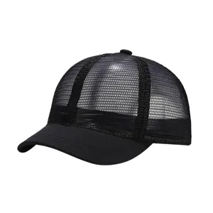 Cappellino da baseball nero in rete a tesa corta traspirante cappello estivo per uomo donna